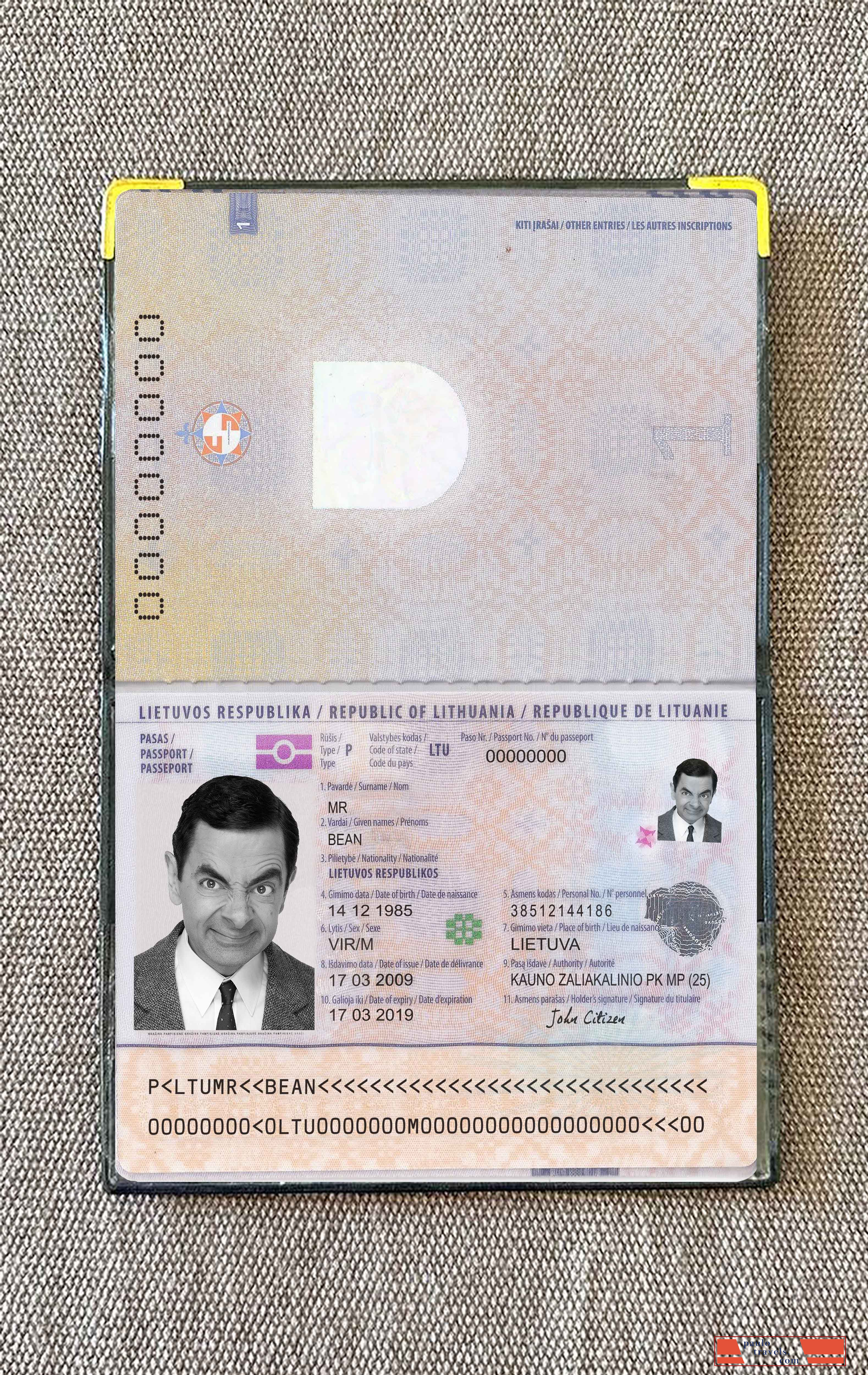 Lithuania passport photo look PSD template